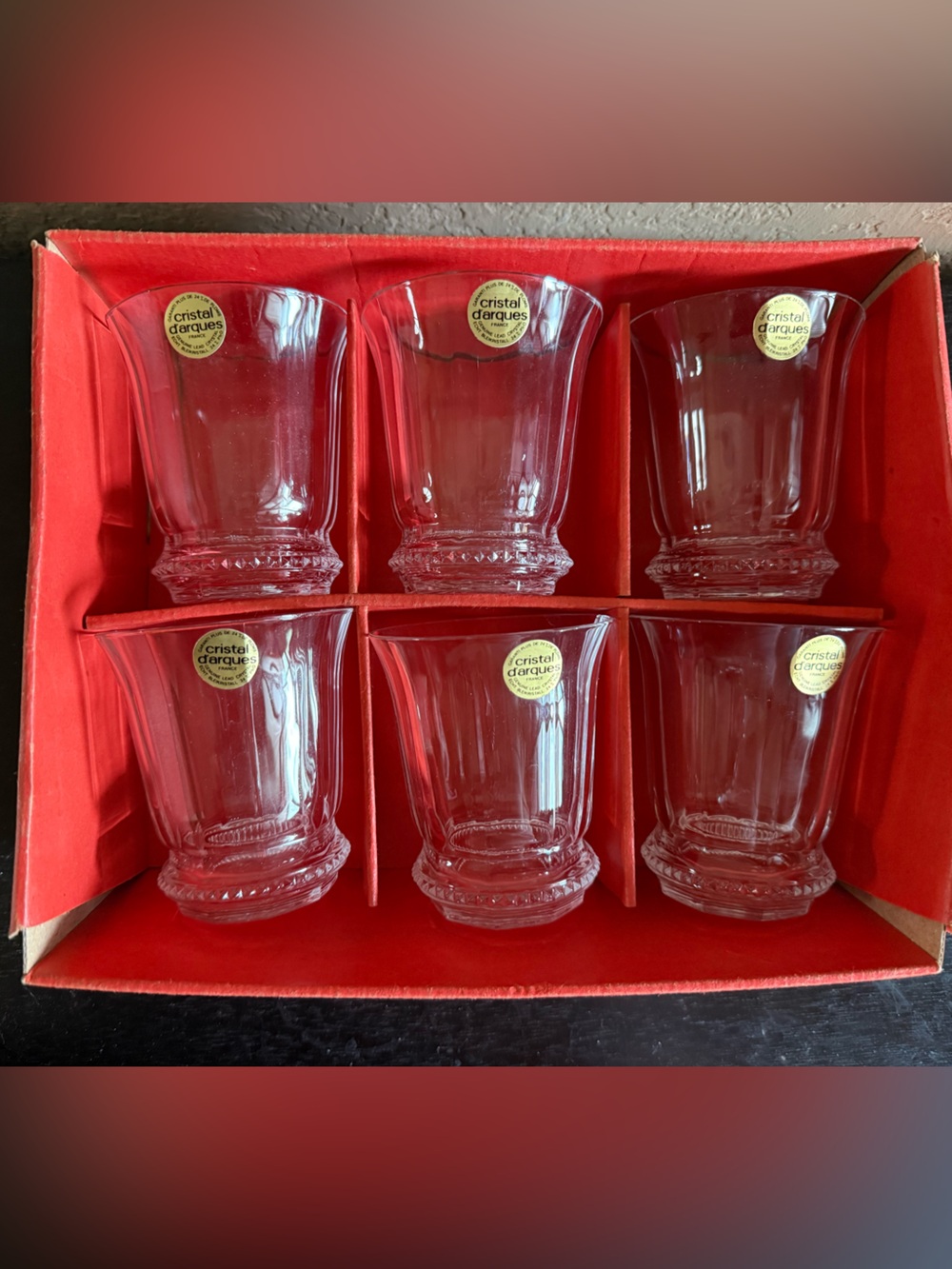 Vintage Cristal d’Arques France 24% Lead Crystal Tumblers Set of 6 Original Box